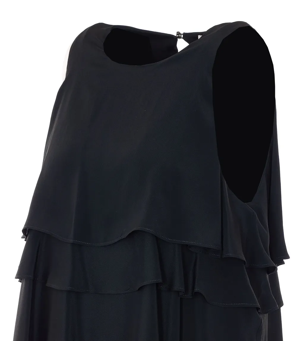 Ami Ruffled Sleeveless Long Dress