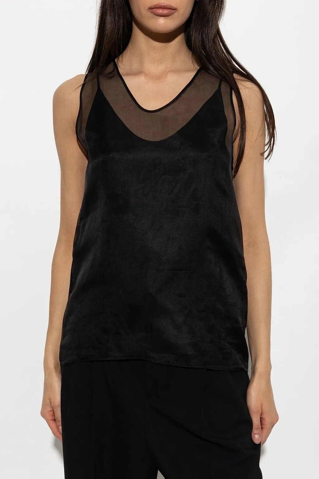 Ami Sheer Panel Sleeveless Top