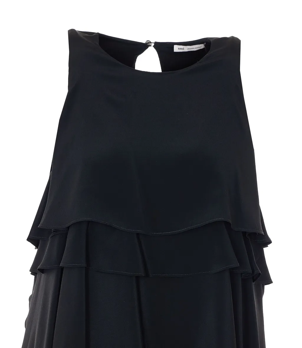 Ami Ruffled Sleeveless Long Dress