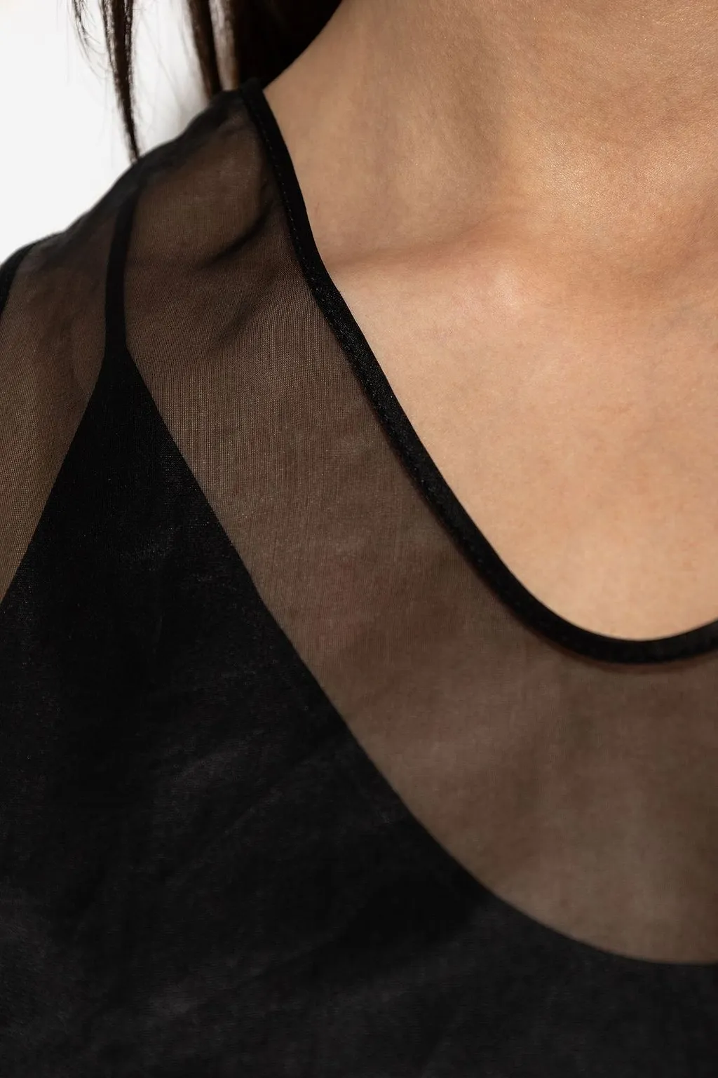 Ami Sheer Panel Sleeveless Top