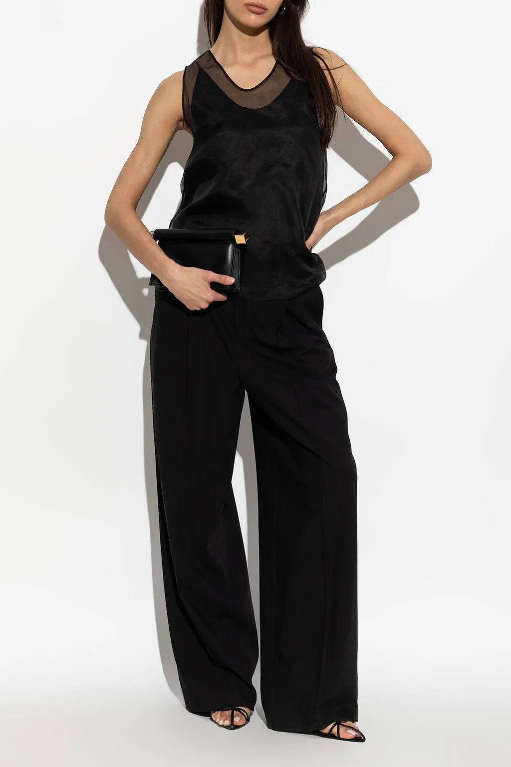 Ami Sheer Panel Sleeveless Top