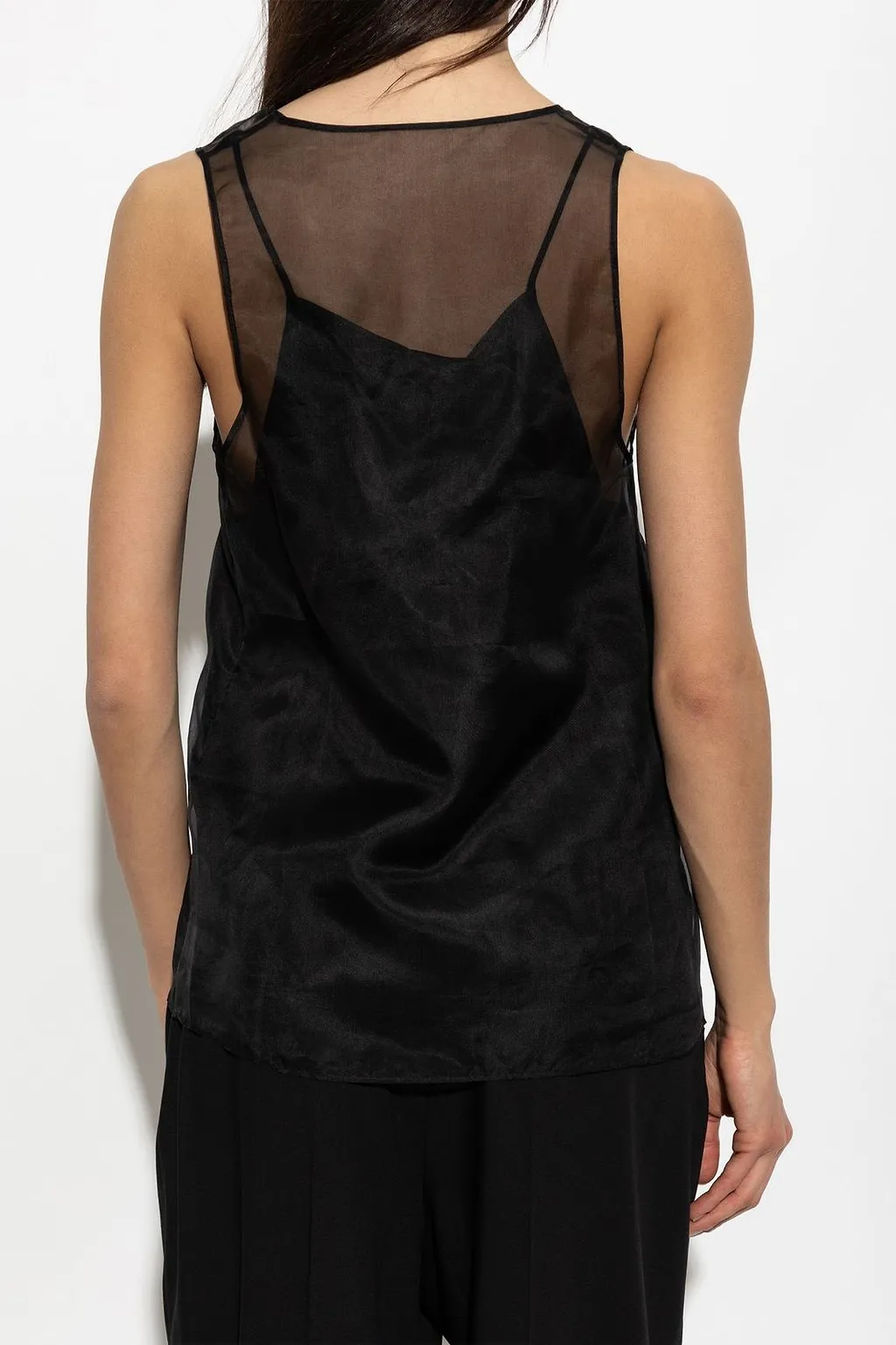 Ami Sheer Panel Sleeveless Top