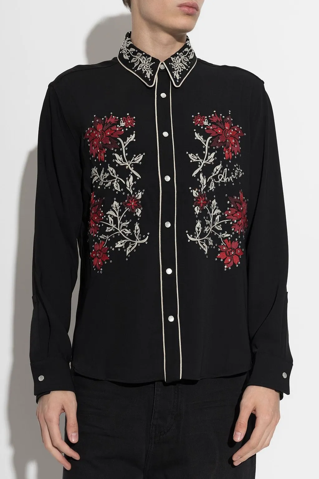 Amiri Embroidered Crystal Detail Shirt