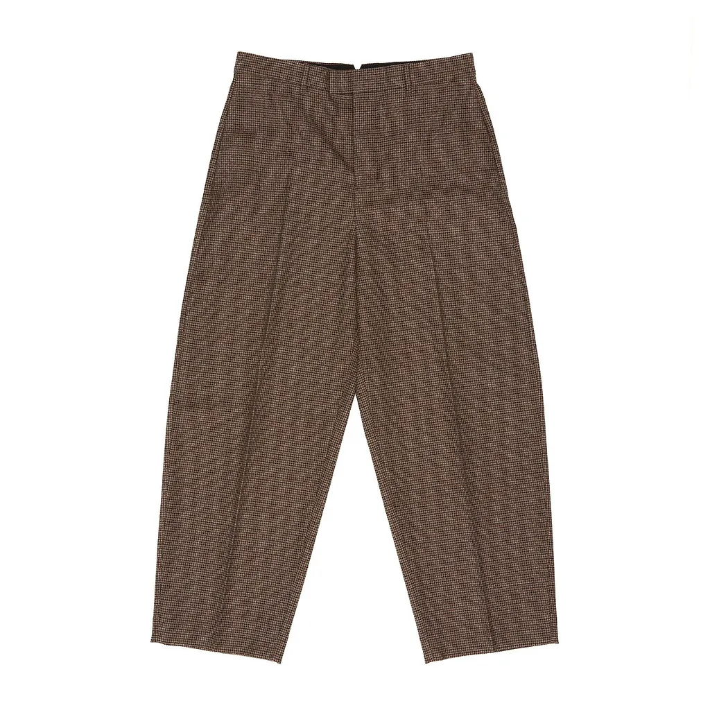 Ami Pleated Check Wide-Leg Pants