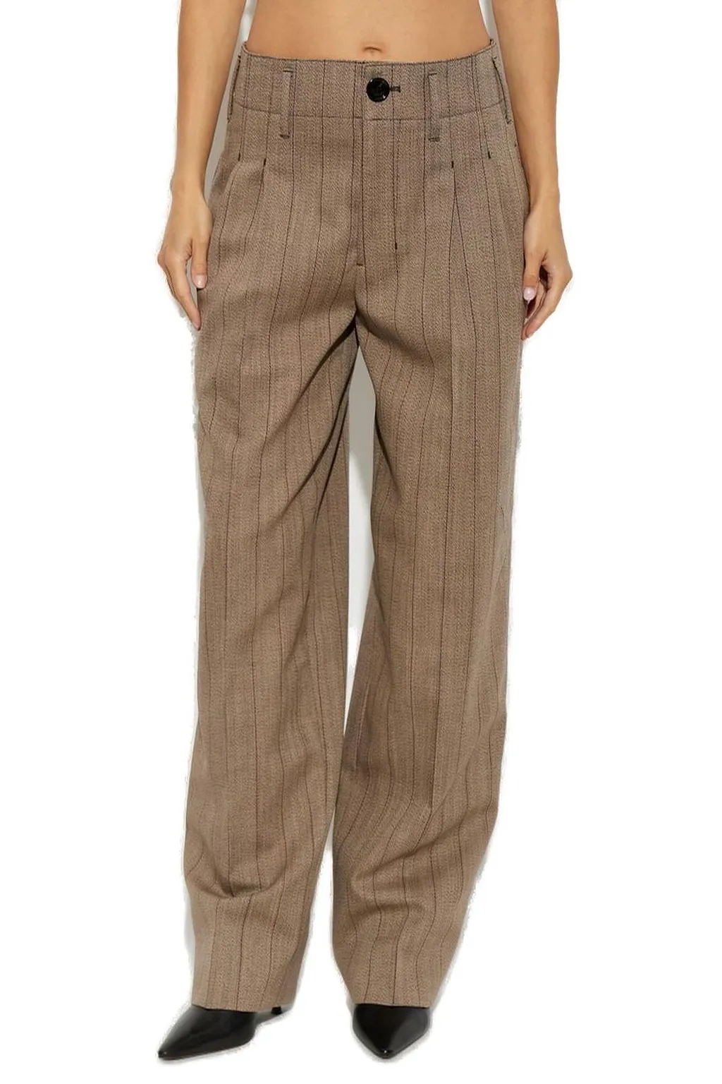 Ami Wool Striped Two-Pleats Trousers