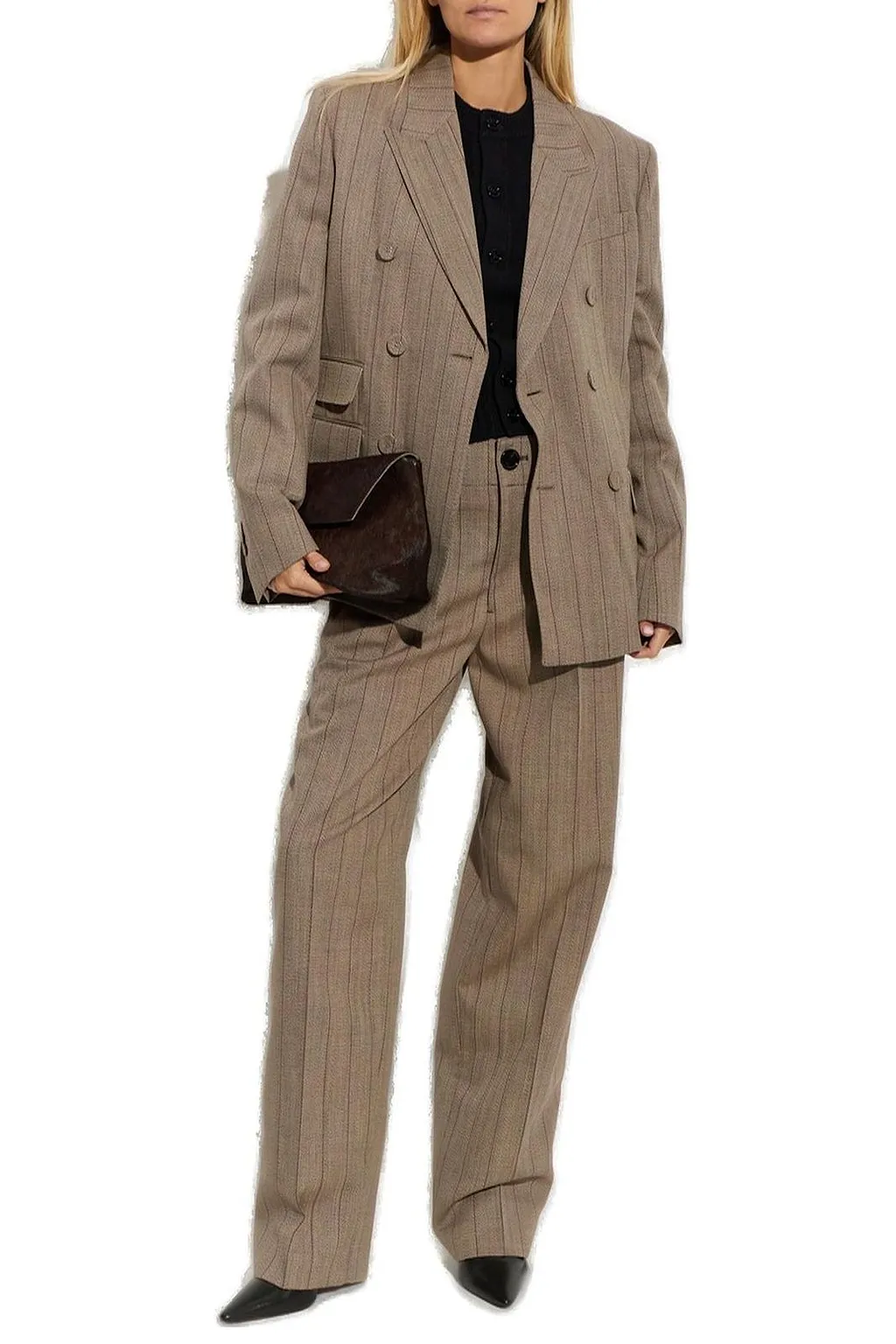 Ami Wool Striped Two-Pleats Trousers