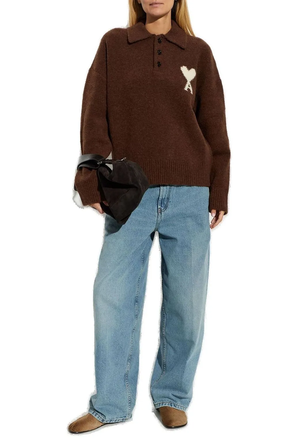 Ami Ami De Coeur Knitted Polo Shirt