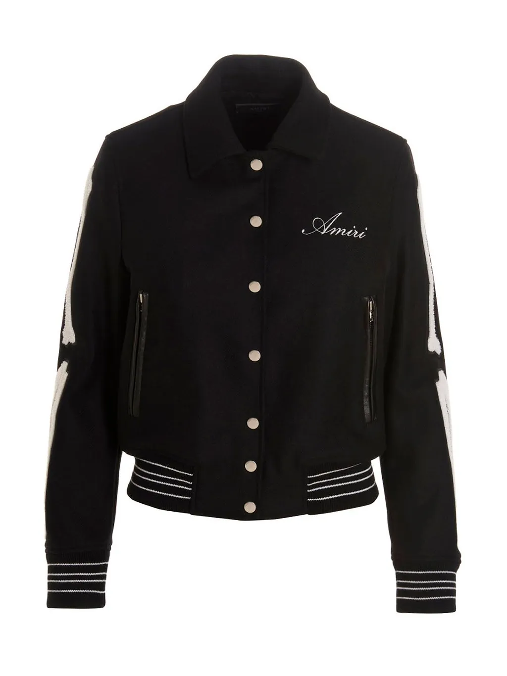 Amiri Logo Embroidered Buttoned Bomber Jacket