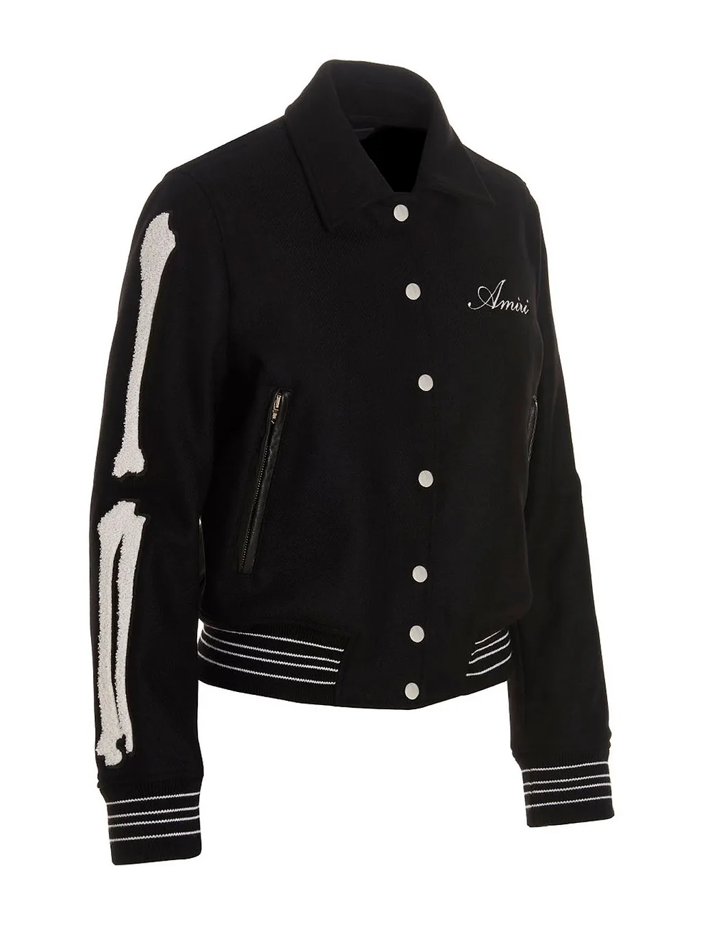 Amiri Logo Embroidered Buttoned Bomber Jacket