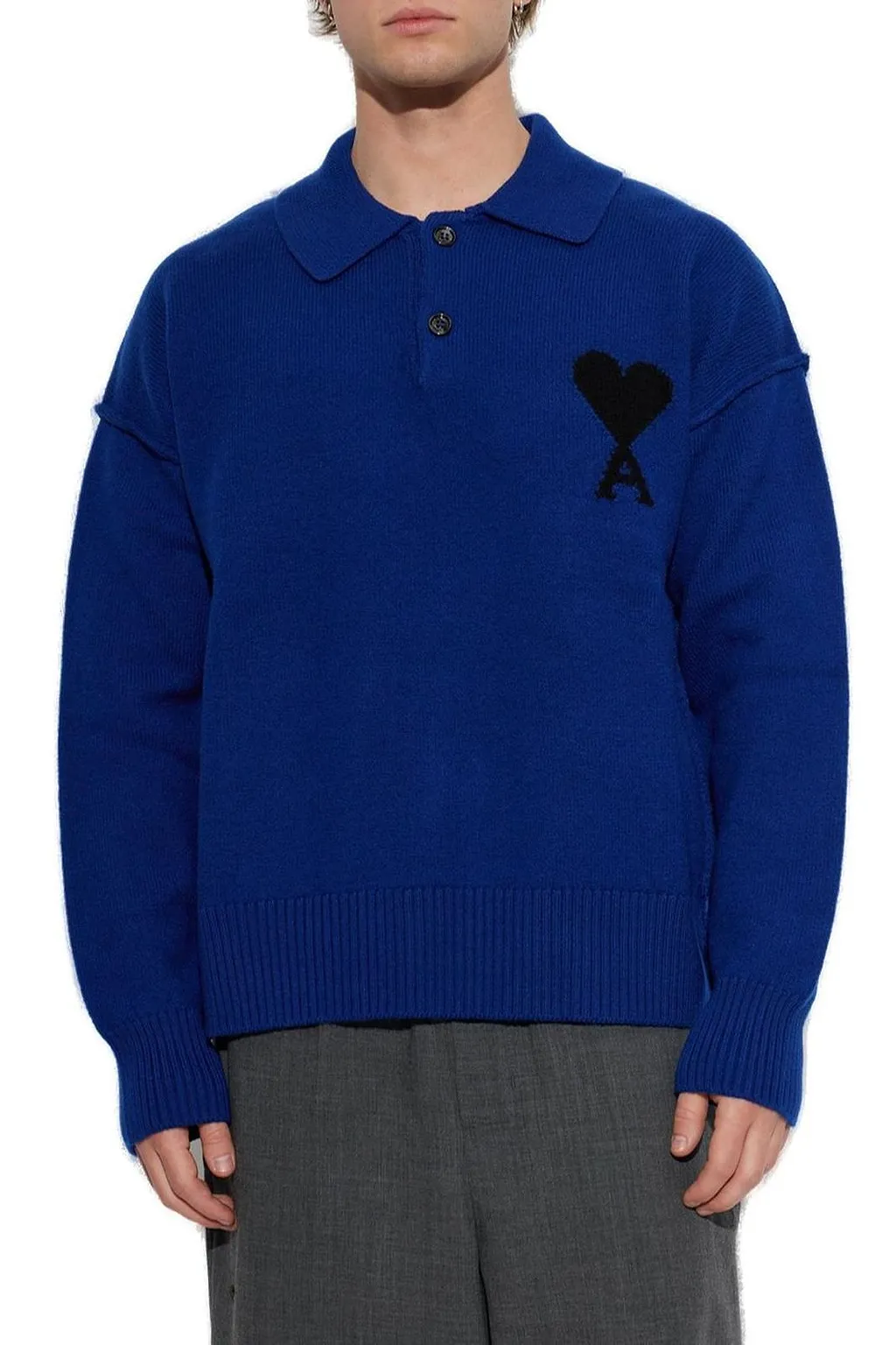 Ami Ami De Coeur Logo Intarsia-Knit Jumper