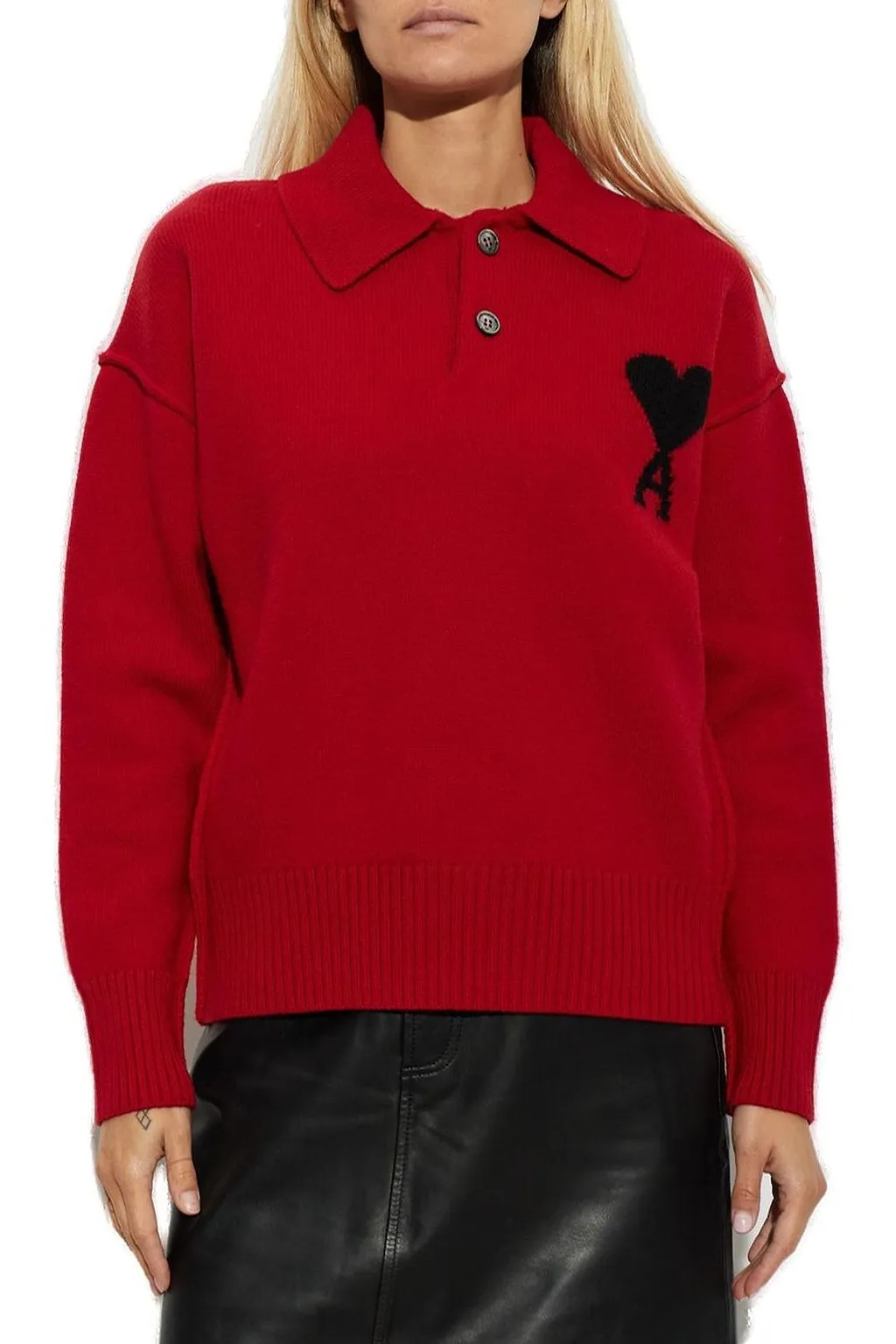 Ami Ami De Coeur Logo Intarsia-Knit Jumper