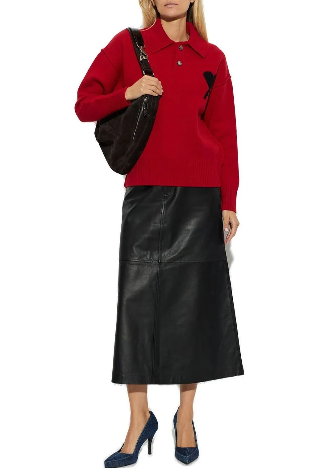 Ami Ami De Coeur Logo Intarsia-Knit Jumper