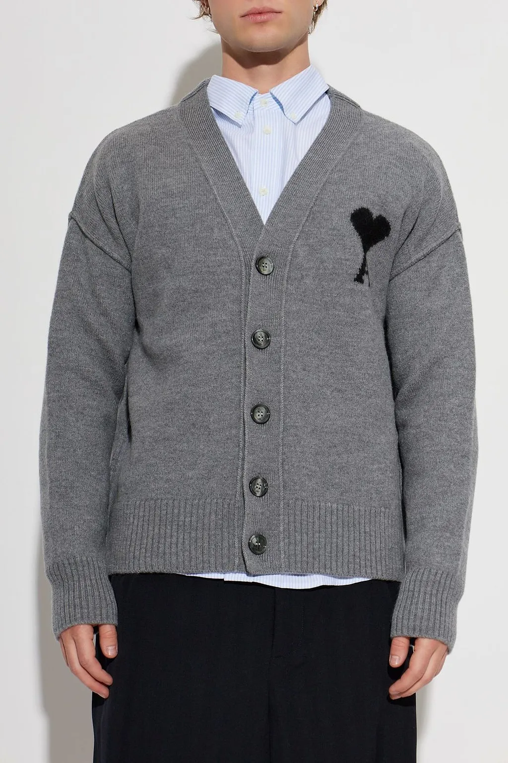 Ami Heart-Logo Wool Cardigan