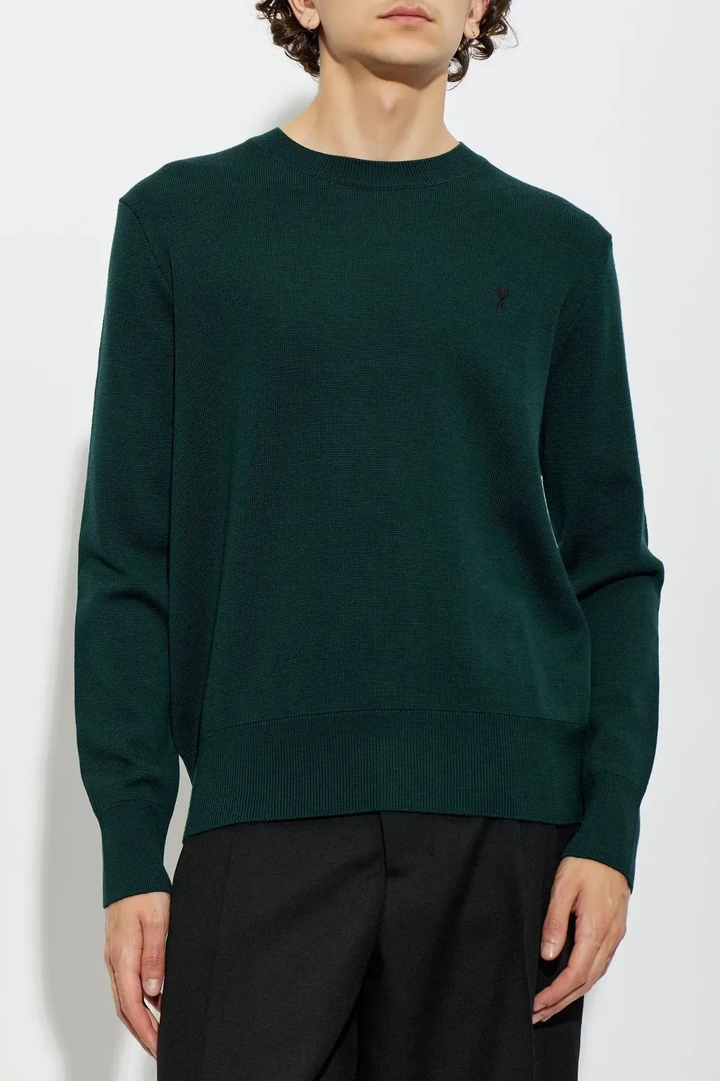Ami Paris Ami De Coeur Logo Embroidered Crewneck Jumper