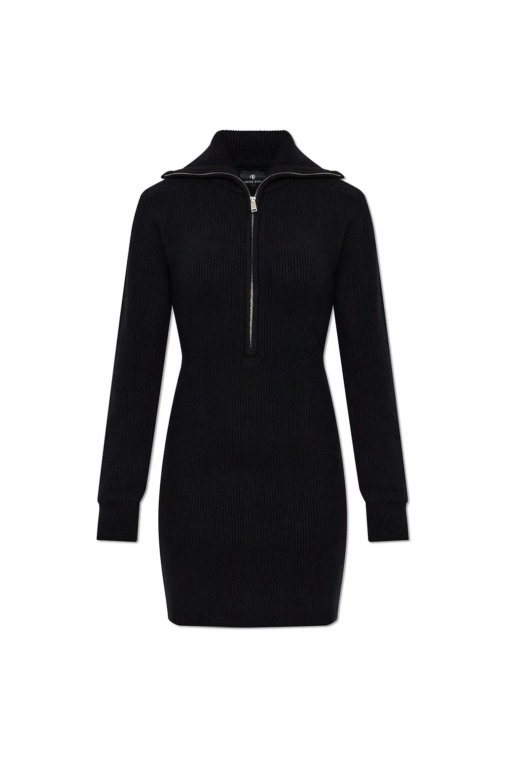Anine Bing June Zip-Neck Knitted Dress
