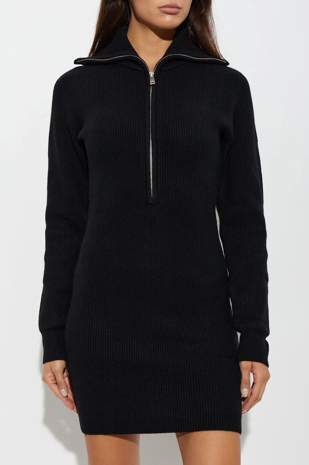 Anine Bing June Zip-Neck Knitted Dress