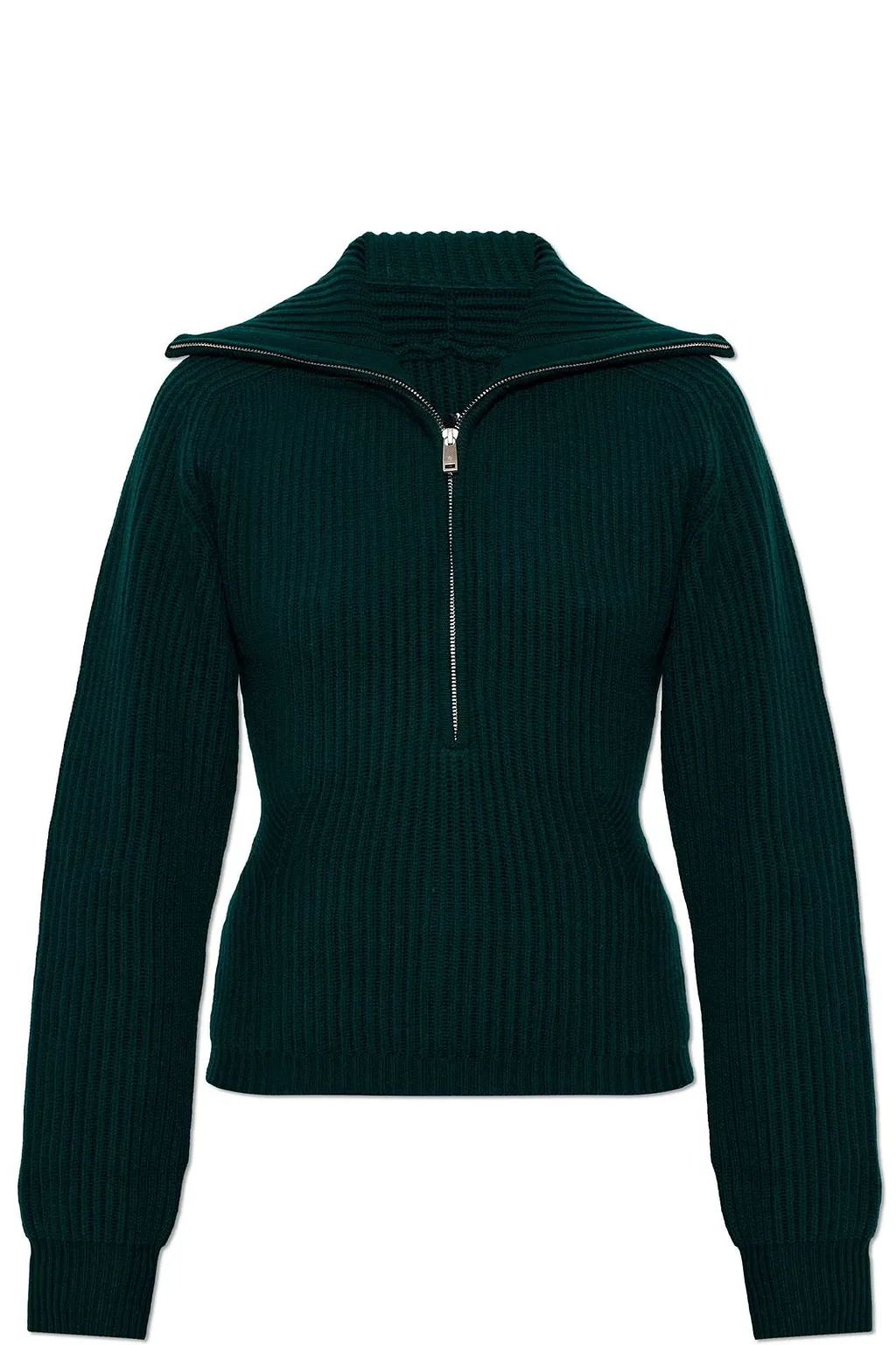 Anine Bing June Zip-Neck Knitted Sweater