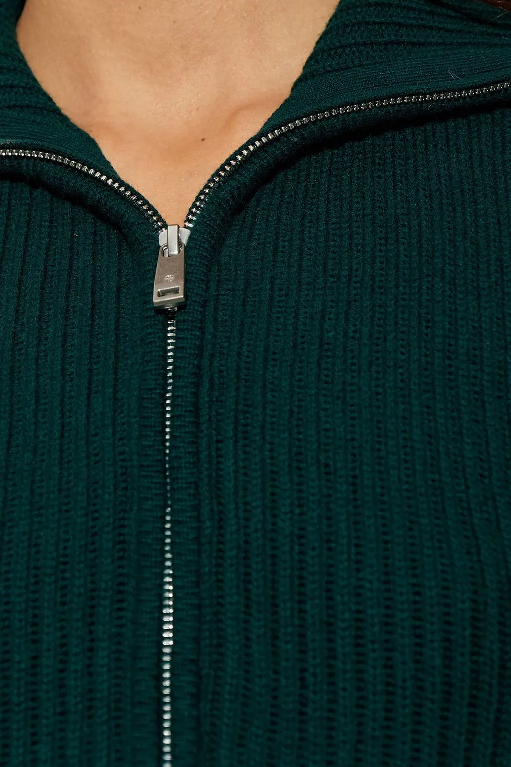 Anine Bing June Zip-Neck Knitted Sweater