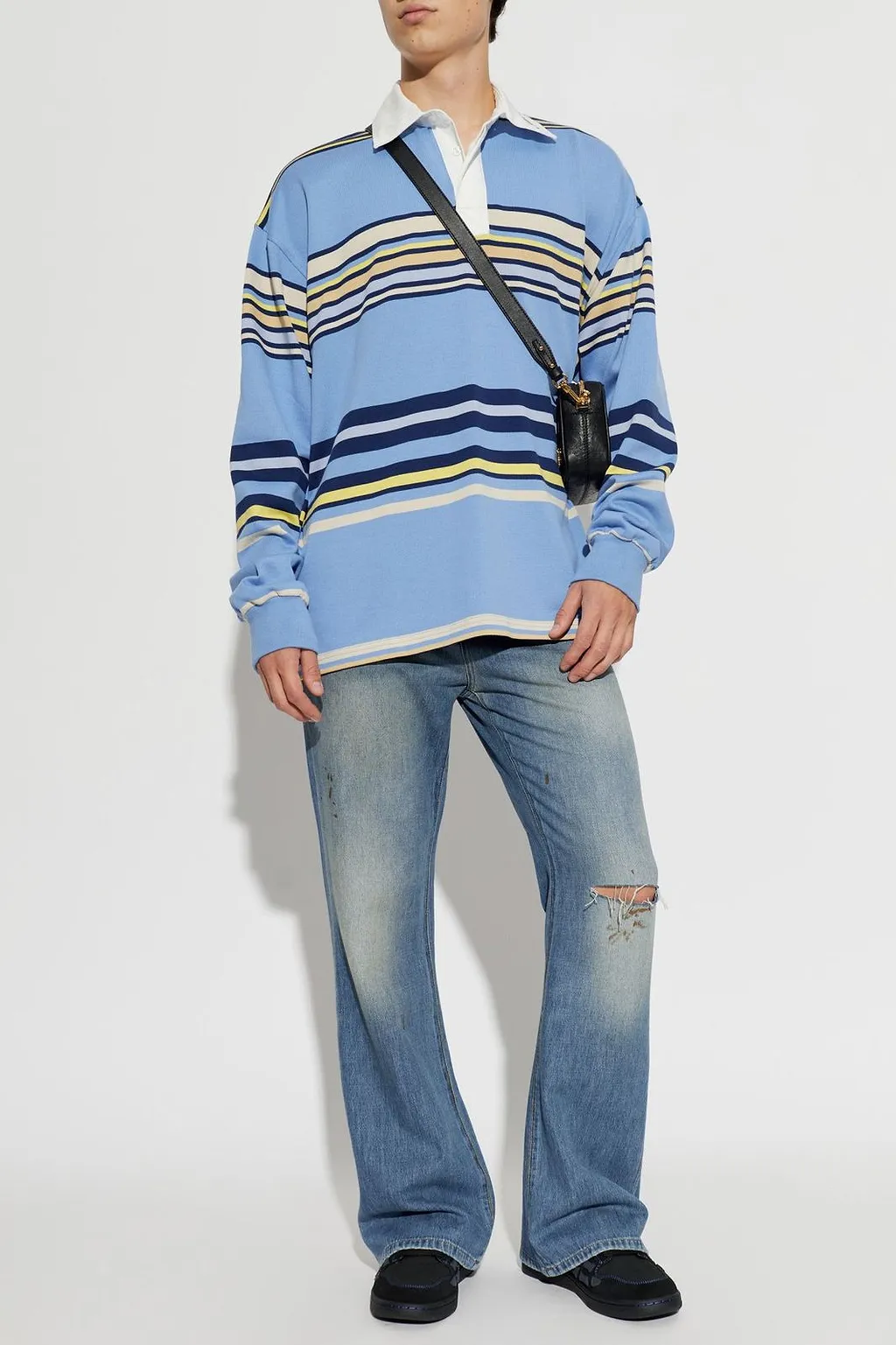 Amiri Striped Oversized Long Sleeve Polo Shirt