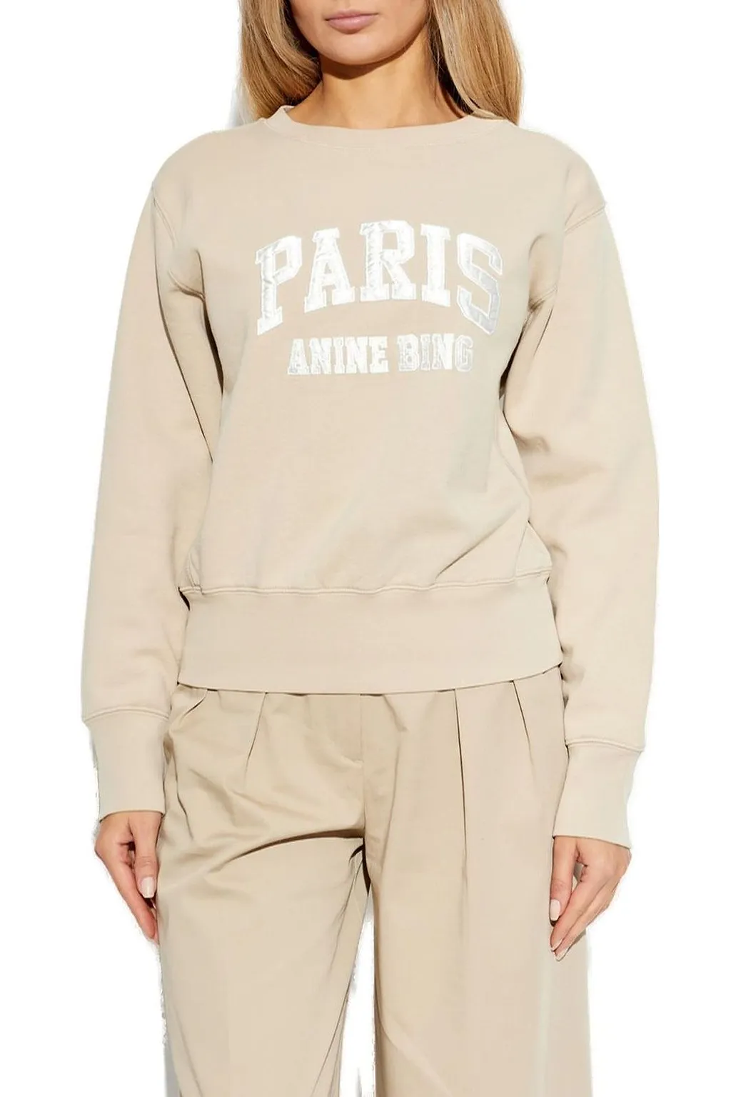 Anine Bing Paris Logo Embroidered Crewneck Sweatshirt