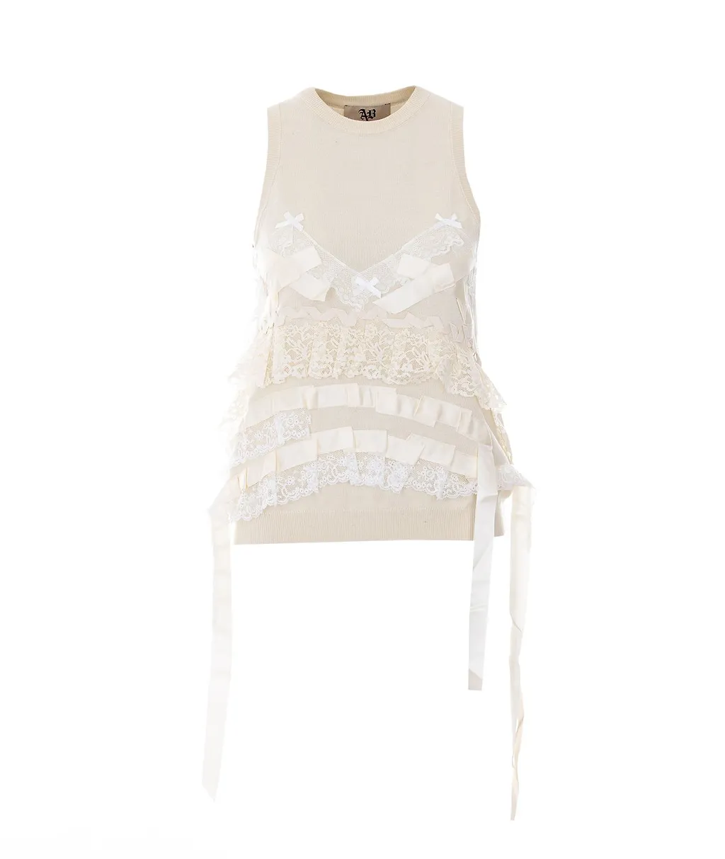 Aniye By Angie Lace Trim Sleeveless Top