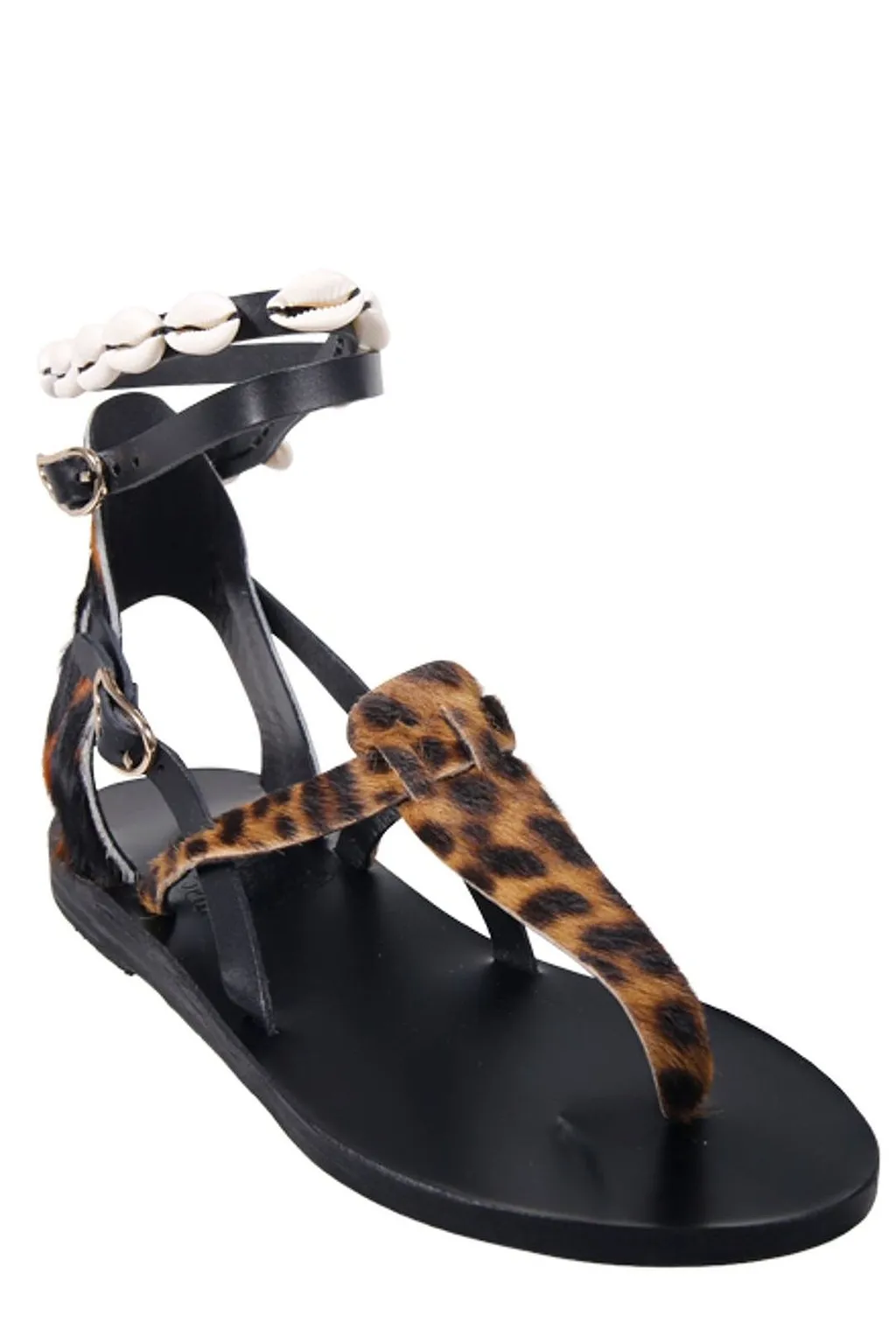 Ancient Greek Sandals Eudora Shell Strap Flat Sandals