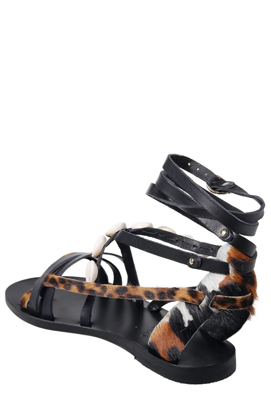 Ancient Greek Sandals Satira Shell Flat Sandals