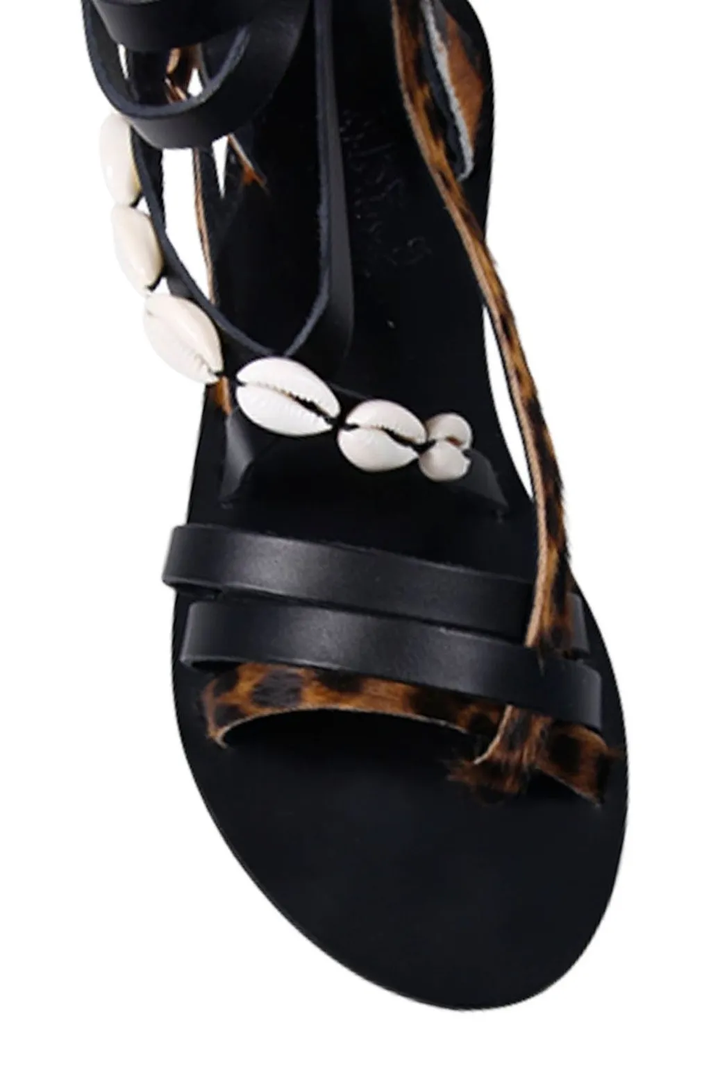 Ancient Greek Sandals Satira Shell Flat Sandals