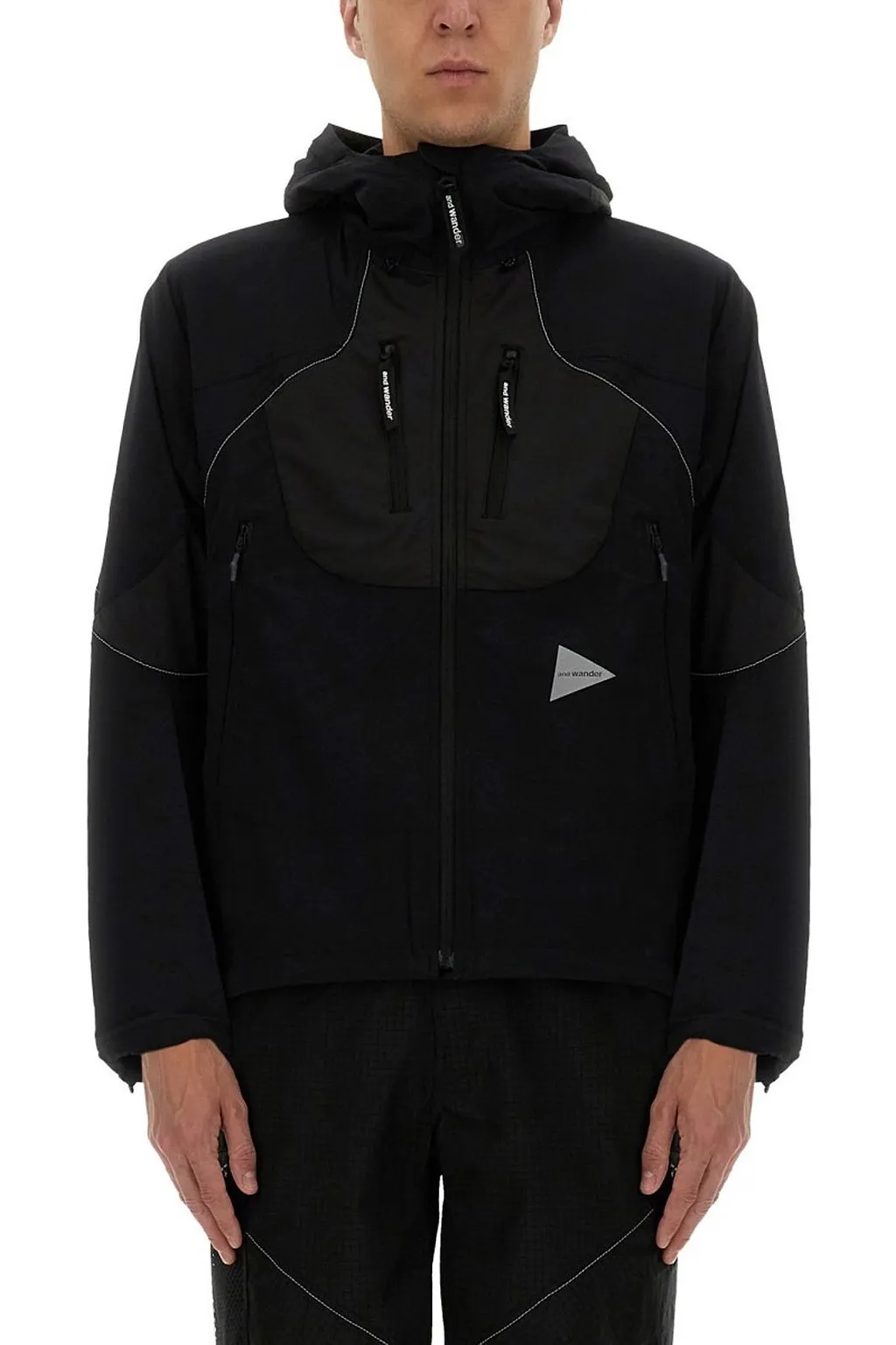 And Wander Logo Printed Hooded Jacket