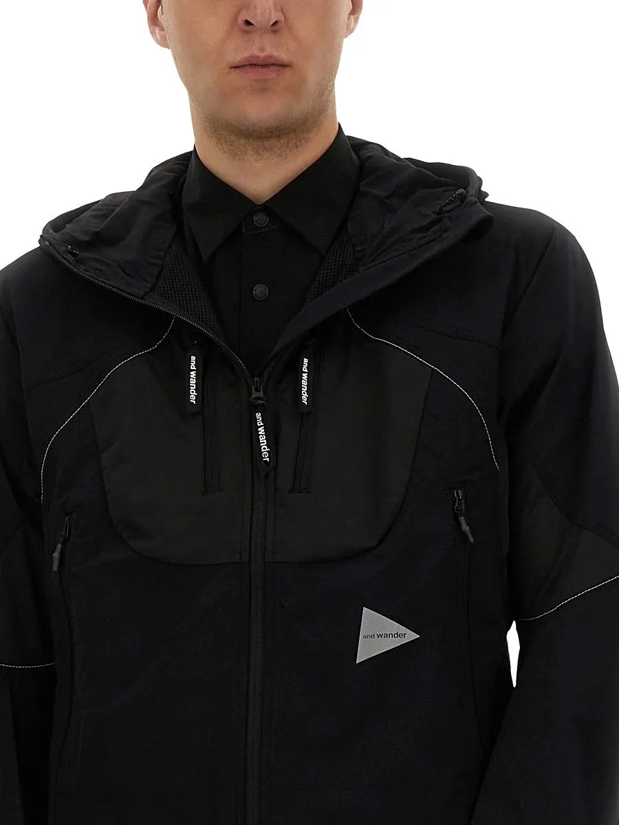 And Wander Logo Printed Hooded Jacket
