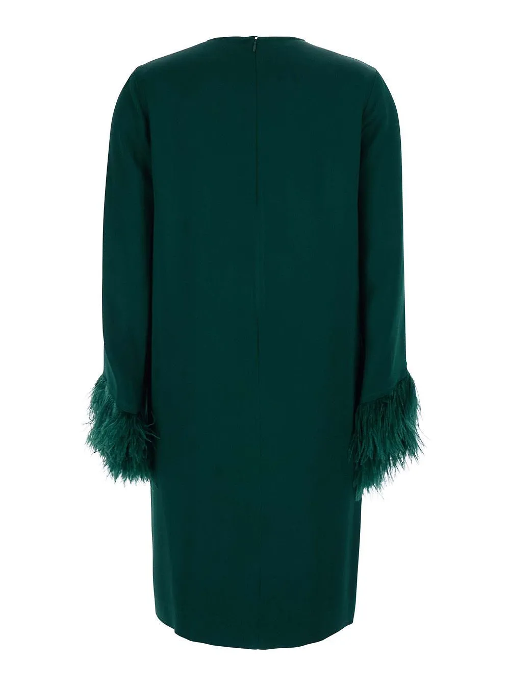 Antonelli Violetta Feather-Trim Long-Sleeve Dress