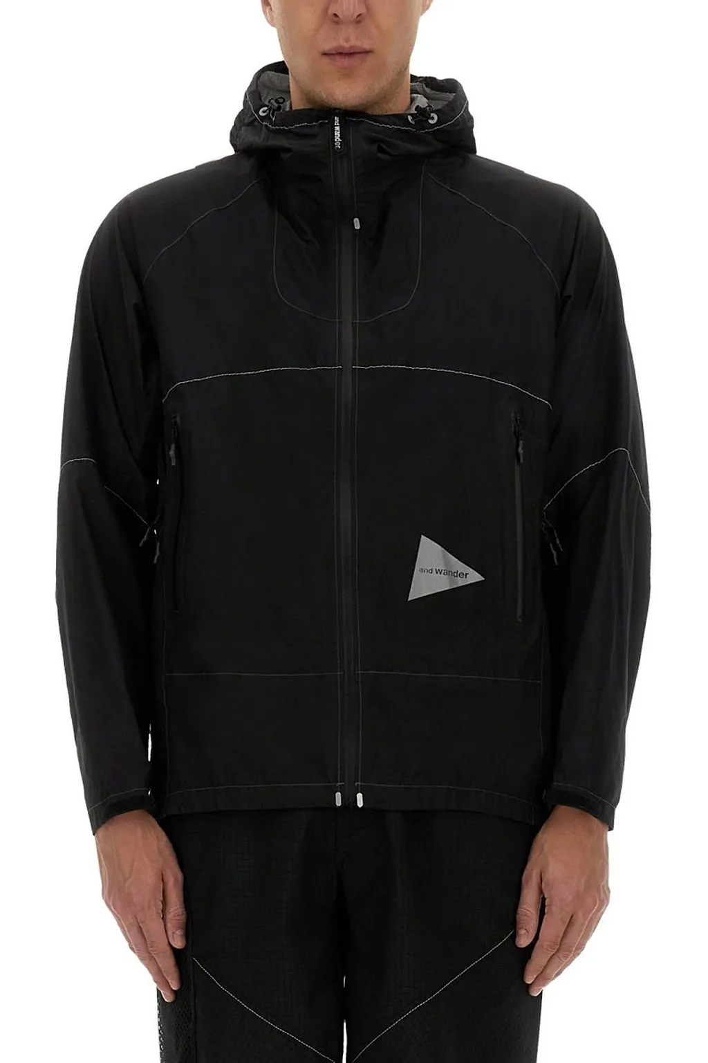 And Wander Logo Printed Hooded Jacket