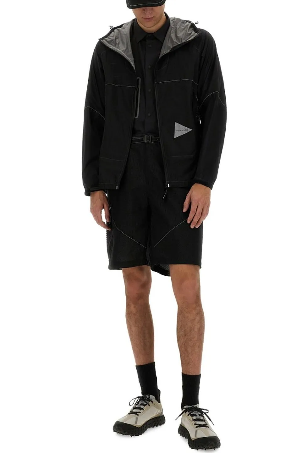 And Wander Logo Printed Hooded Jacket