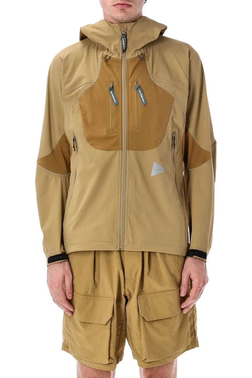 And Wander Panelled Hooded Performance Jacket