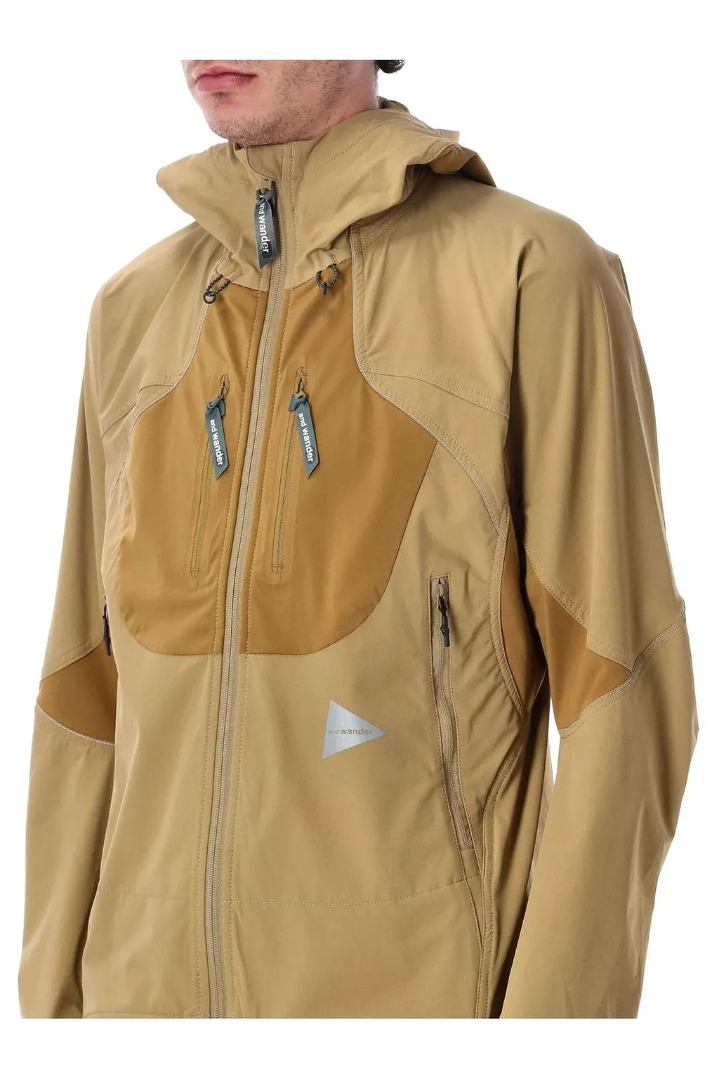 And Wander Panelled Hooded Performance Jacket