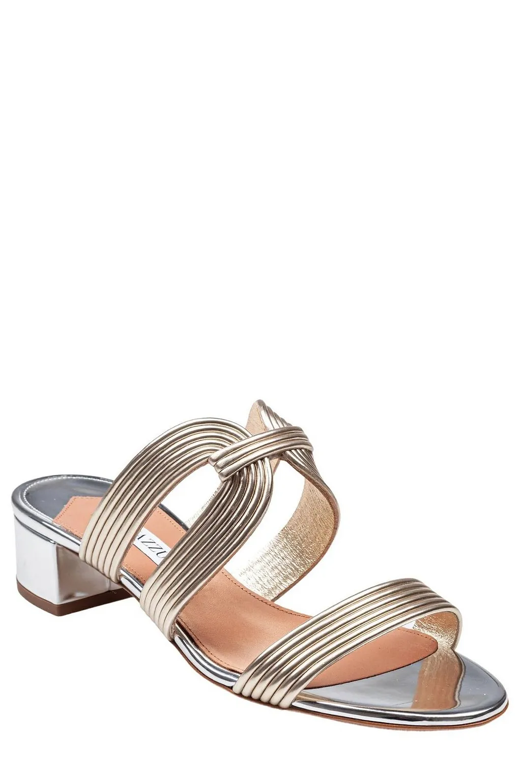Aquazzura Metallic Effect Open Toe Mules