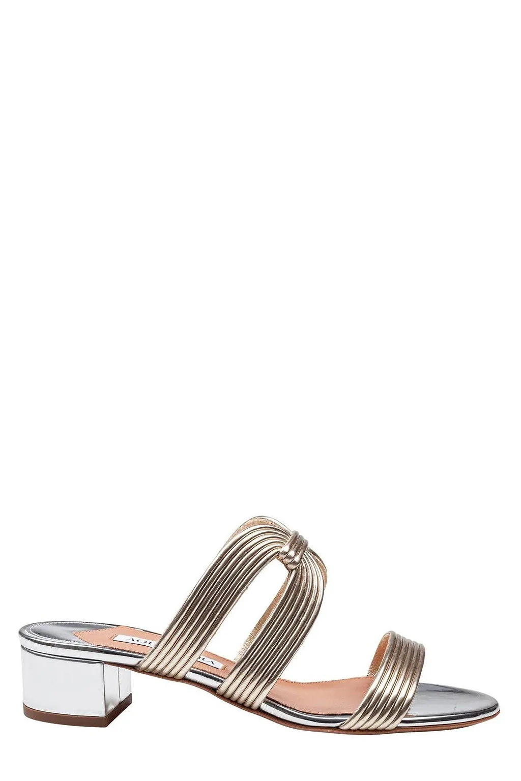 Aquazzura Metallic Effect Open Toe Mules