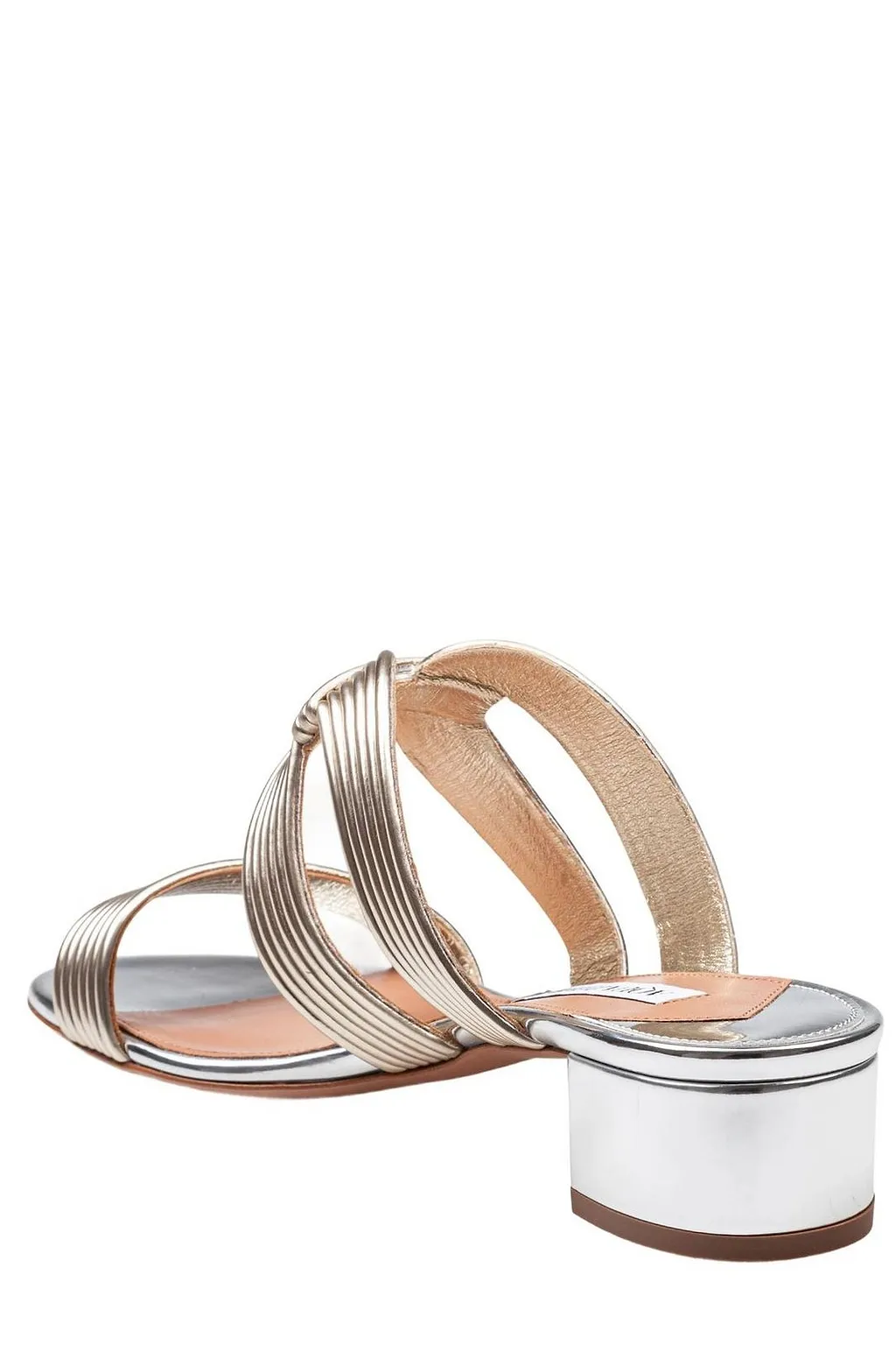 Aquazzura Metallic Effect Open Toe Mules