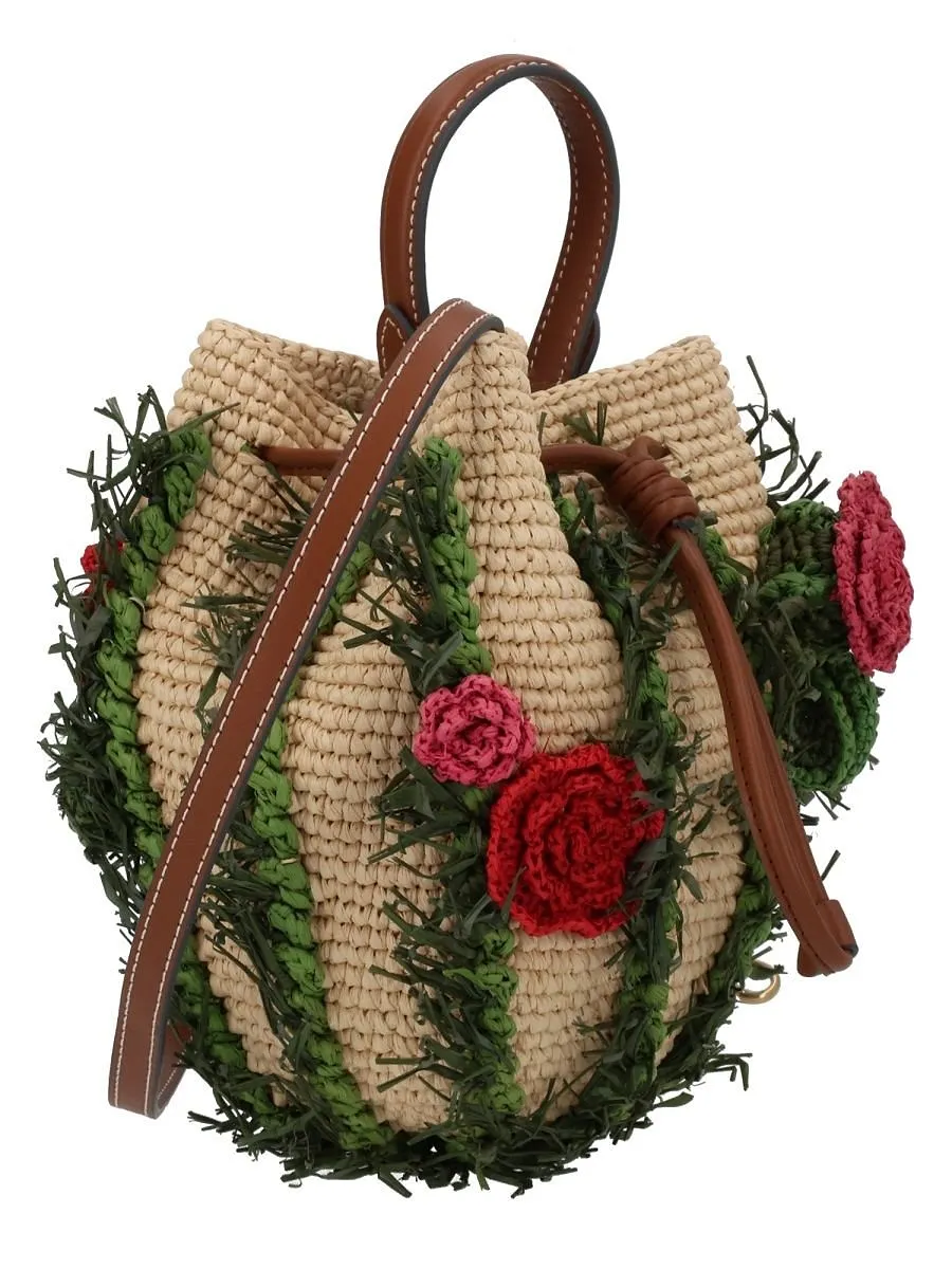 Anya Hindmarch Floral Embellished Crochet Bucket Bag