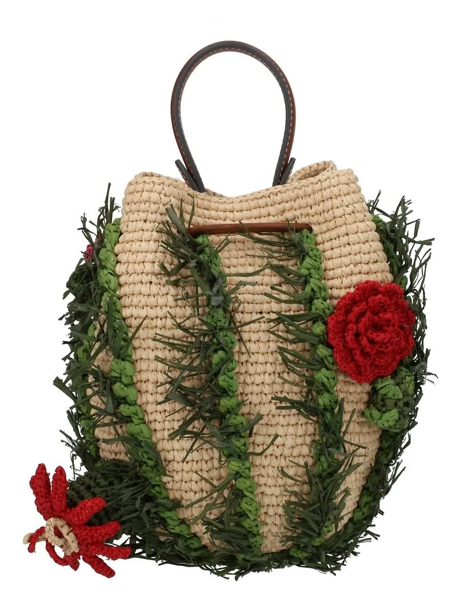 Anya Hindmarch Floral Embellished Crochet Bucket Bag