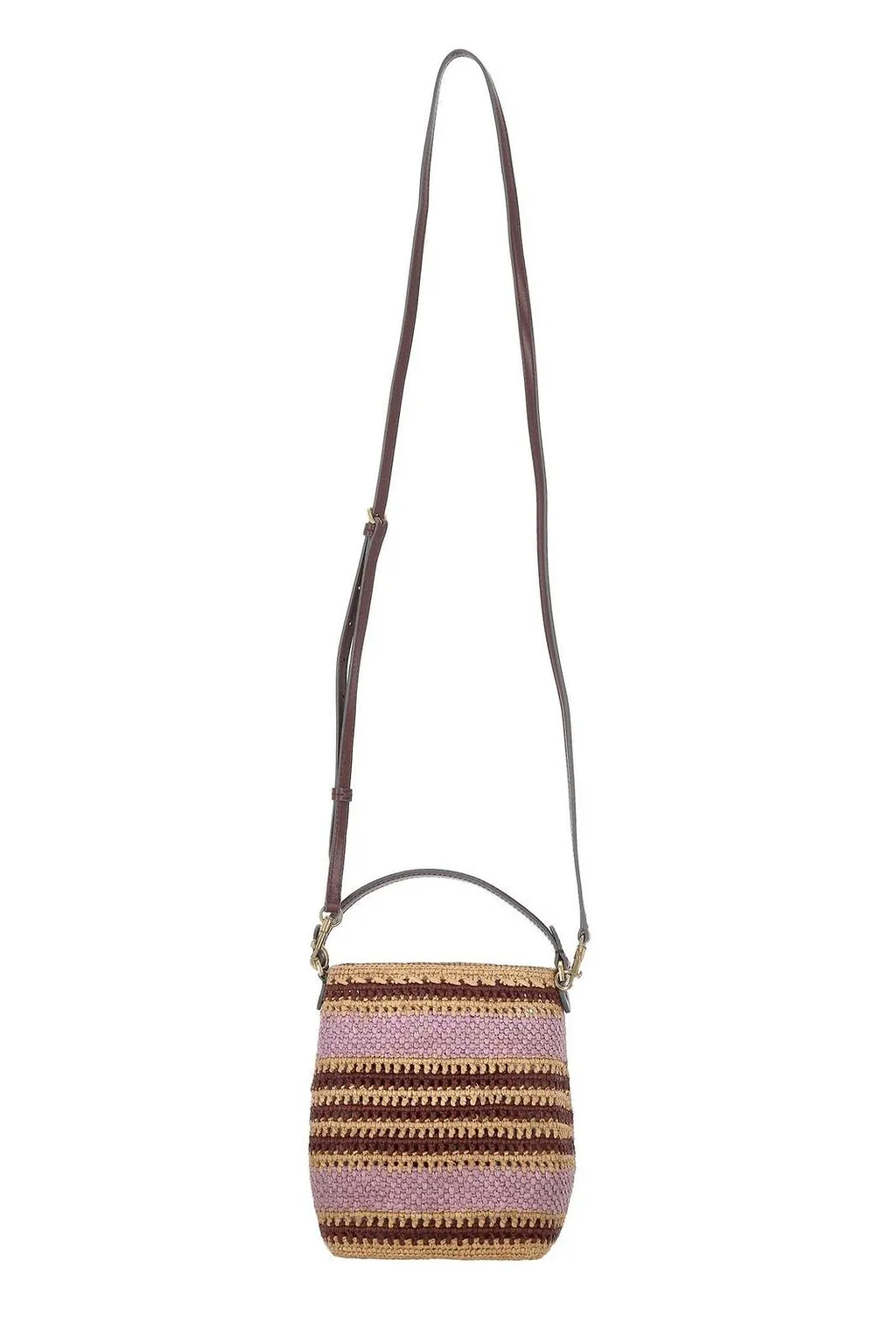 Anya Hindmarch Woven-Stripe Logo Plaque Bucket Bag