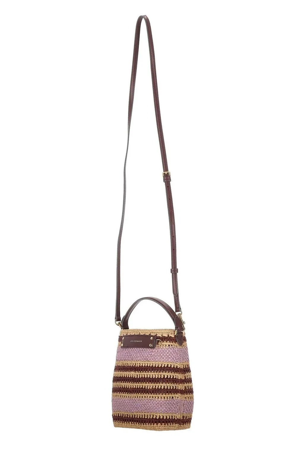 Anya Hindmarch Woven-Stripe Logo Plaque Bucket Bag