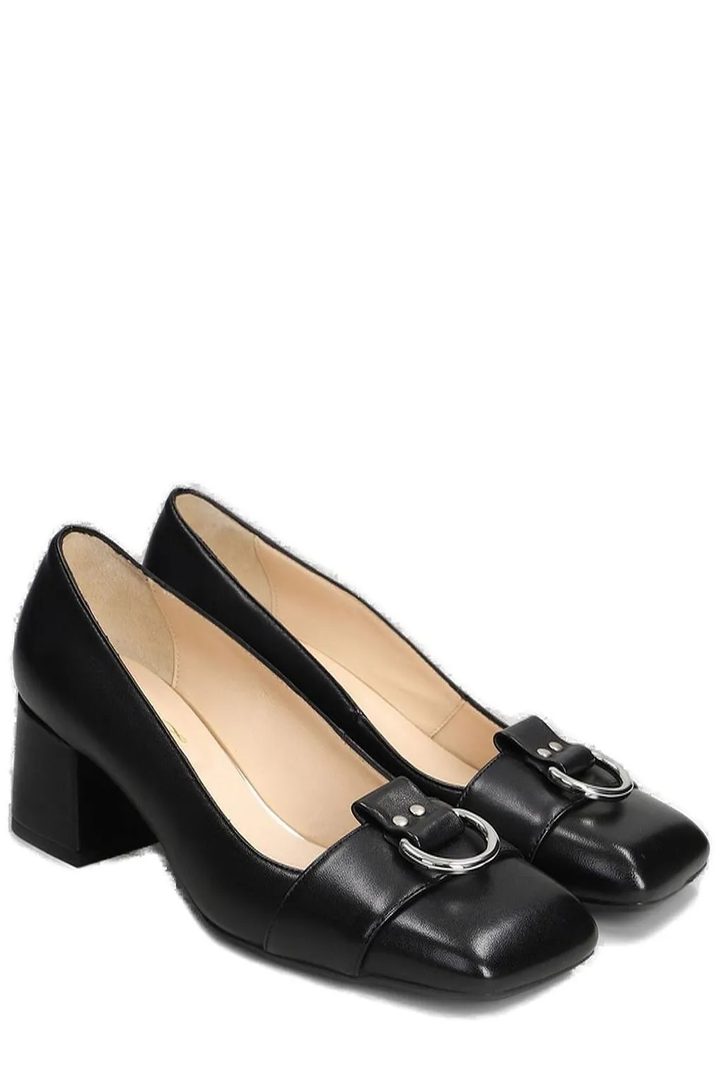 Anna F. Ring-Embellished Square Toe Pumps