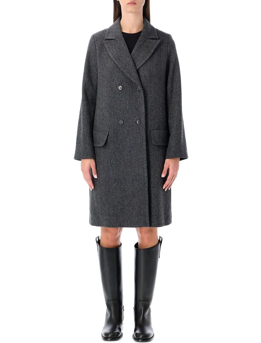 A.P.C. Ginny Double Breasted Knee-Length Coat