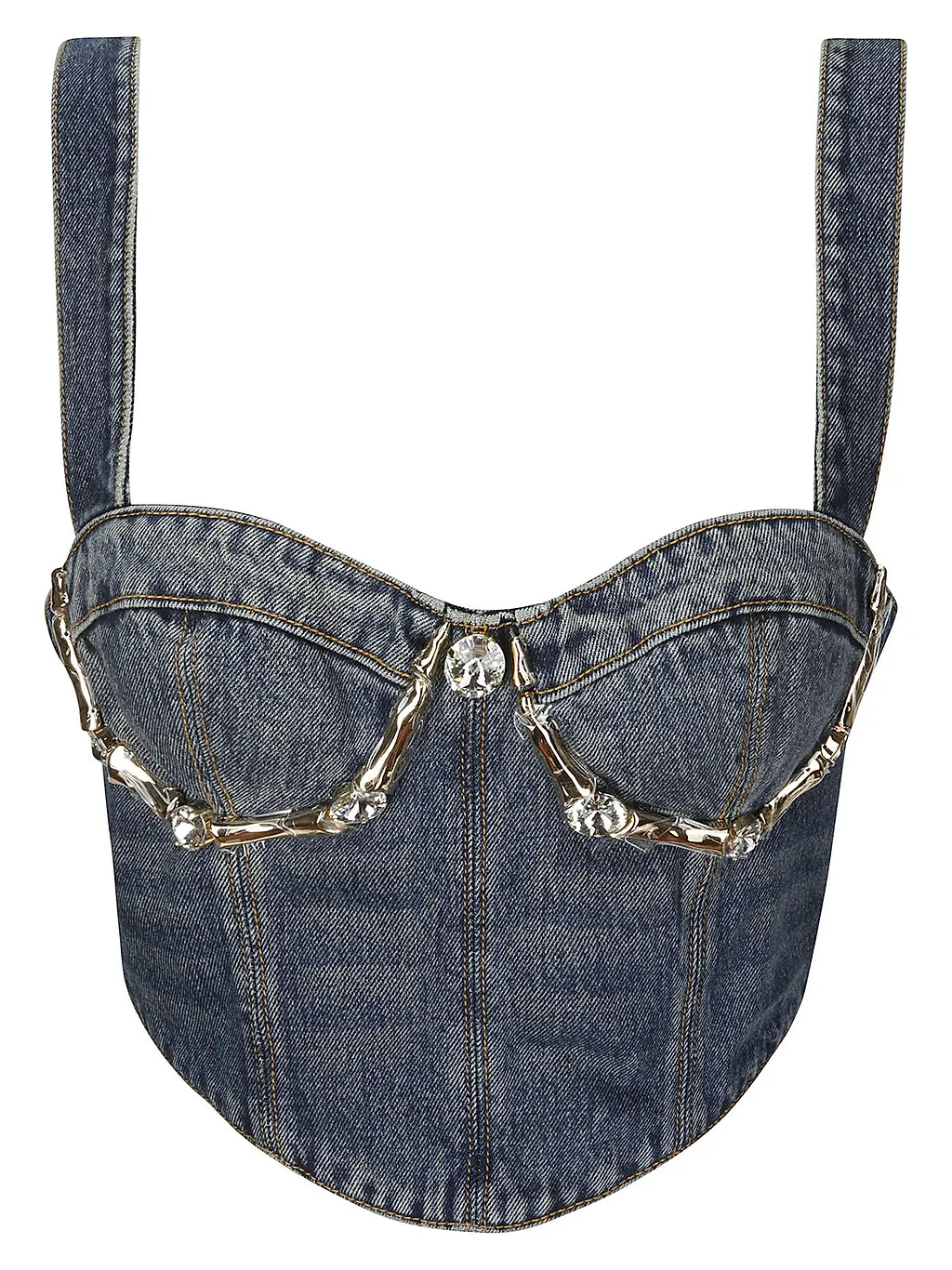 Area Claw Cup Embellished Cropped Bustier Top