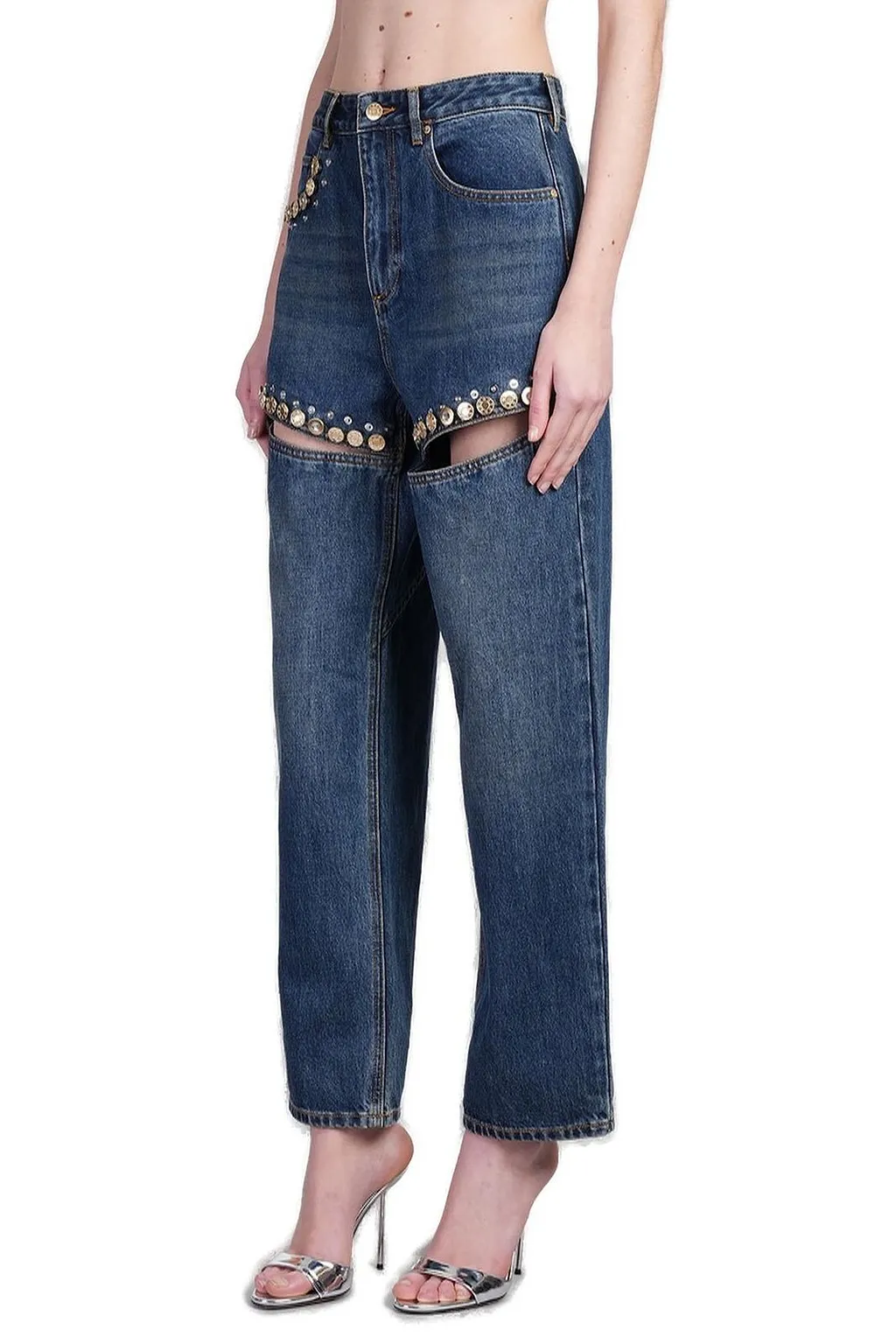 Area Cut-Out Detailed Jeans