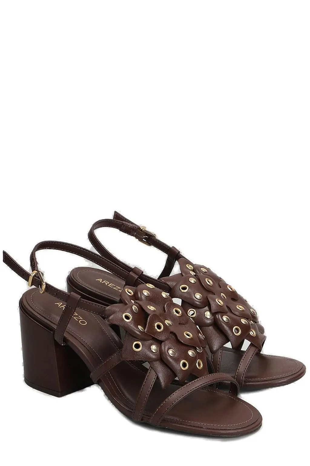 Arezzo Block Heel Floral Strap Sandals