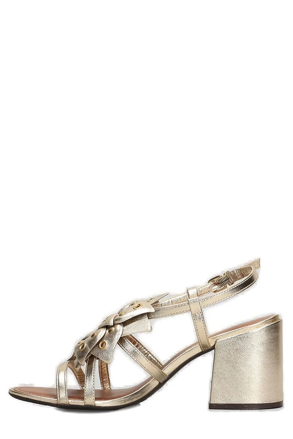 Arezzo Block Heel Flower Strap Sandals