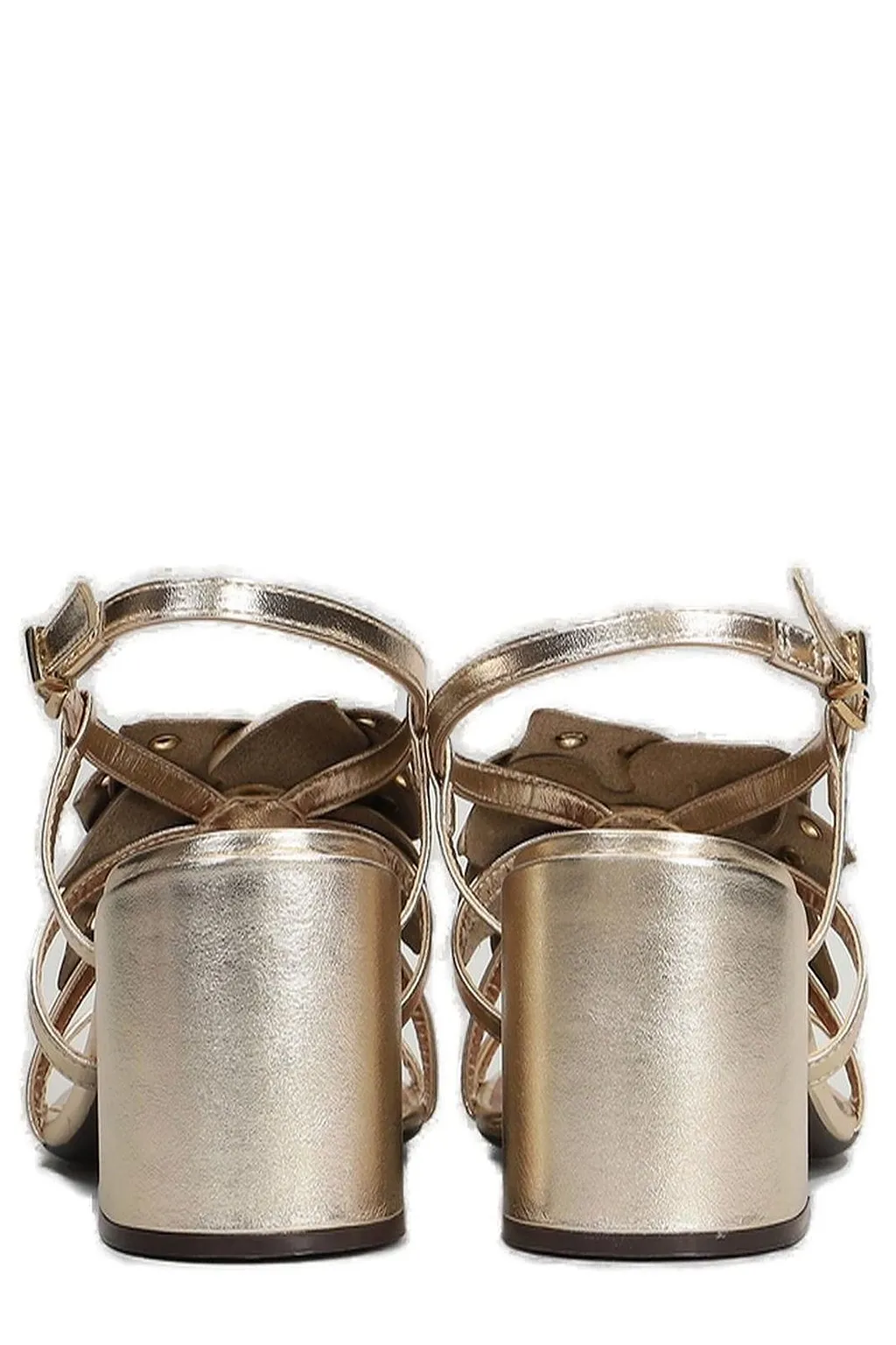 Arezzo Block Heel Flower Strap Sandals