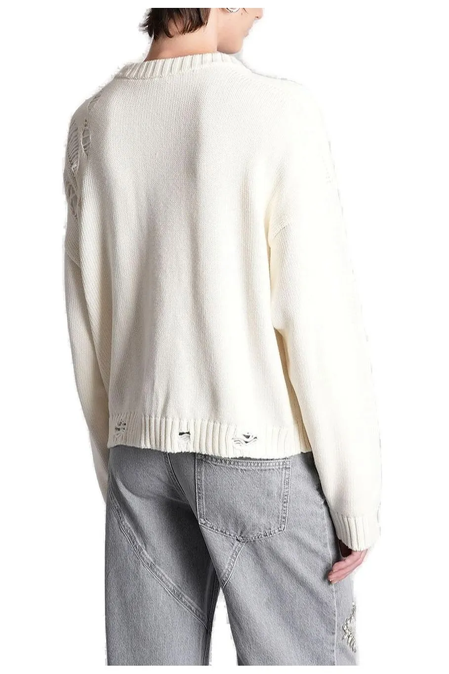 Area Embellished Distressed Cardigan